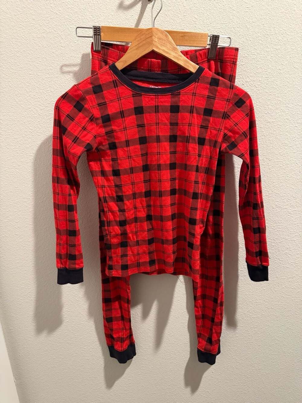 Carters Kids Red Black Buffalo‎ Plaid Pajama Set Size 14 Long Sleeve 2 Piece